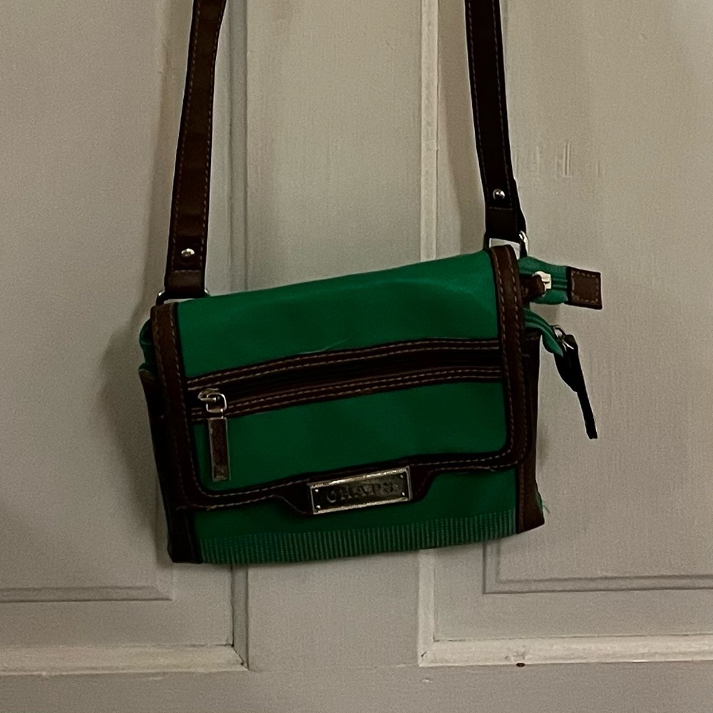 Chaps Green and Brown Crossbody Bag